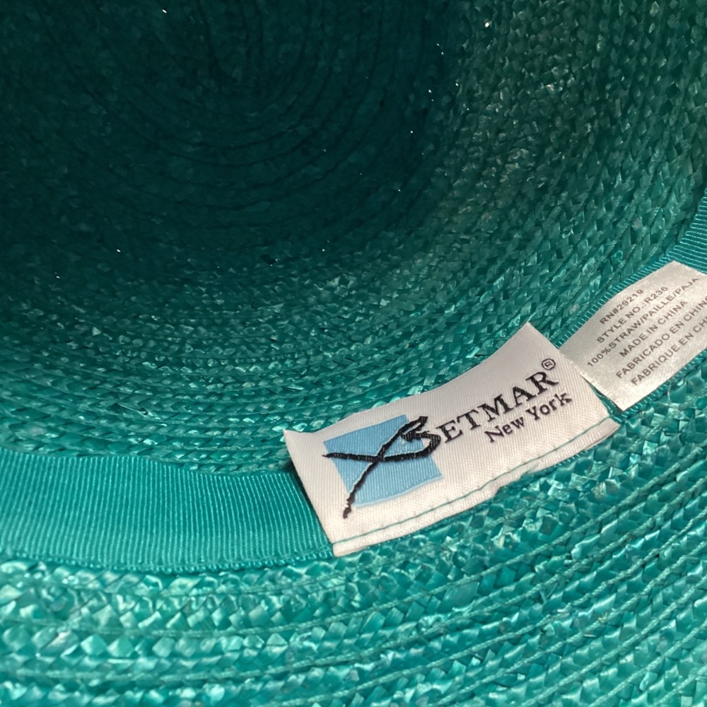 BETMAR. NEW YORK TURQUOISE STRAW HAT. - Picture 6 of 6
